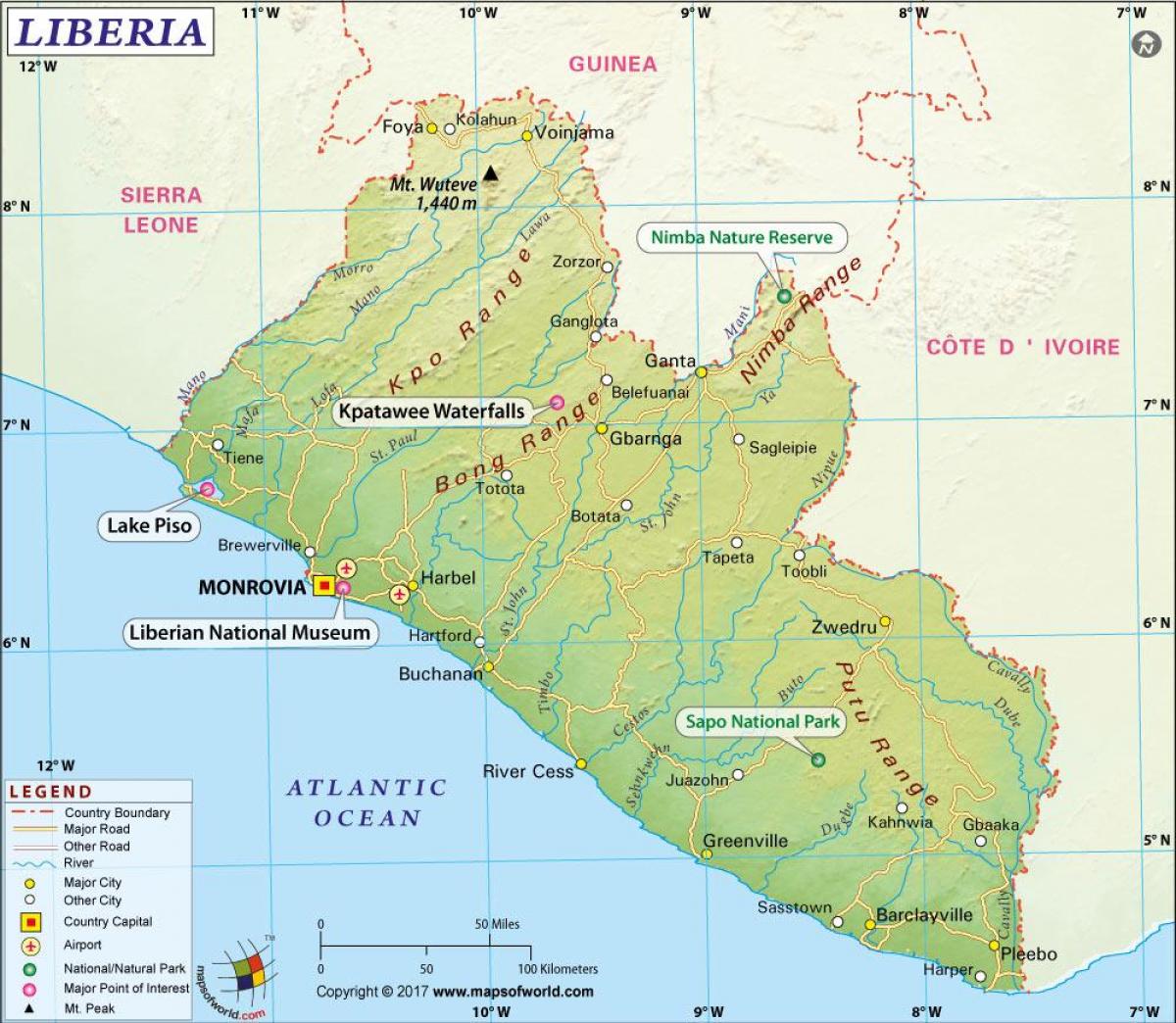 mapa Liberia