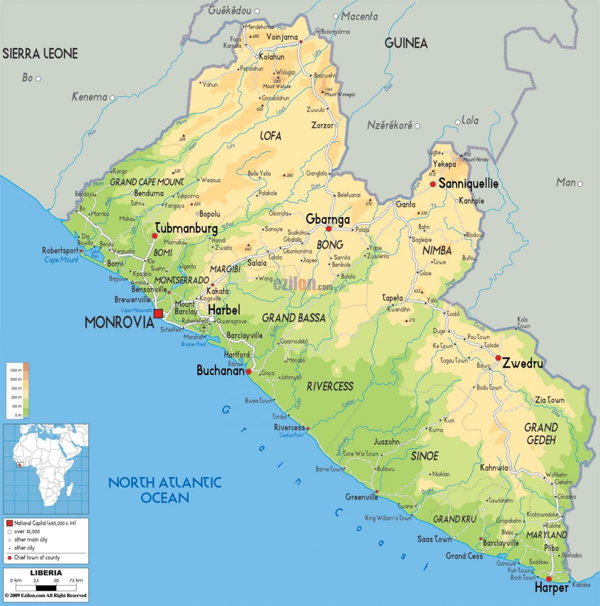 marraztu mapa Liberia