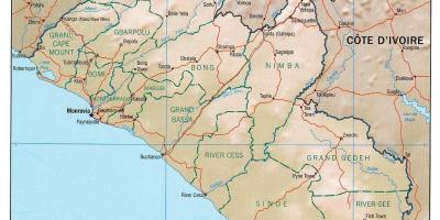 Mapa geografikoaren mapa Liberia