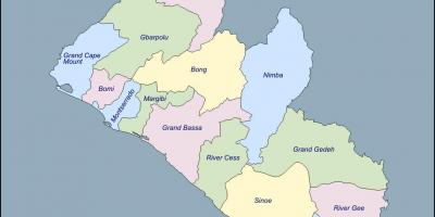 Mapa Liberia eskualdeak