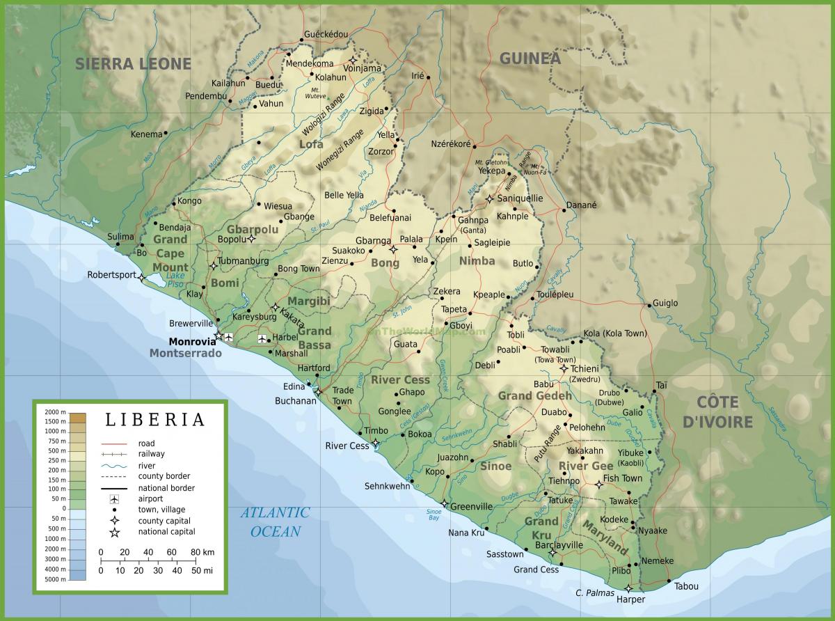 zozketa fisiko mapa Liberia