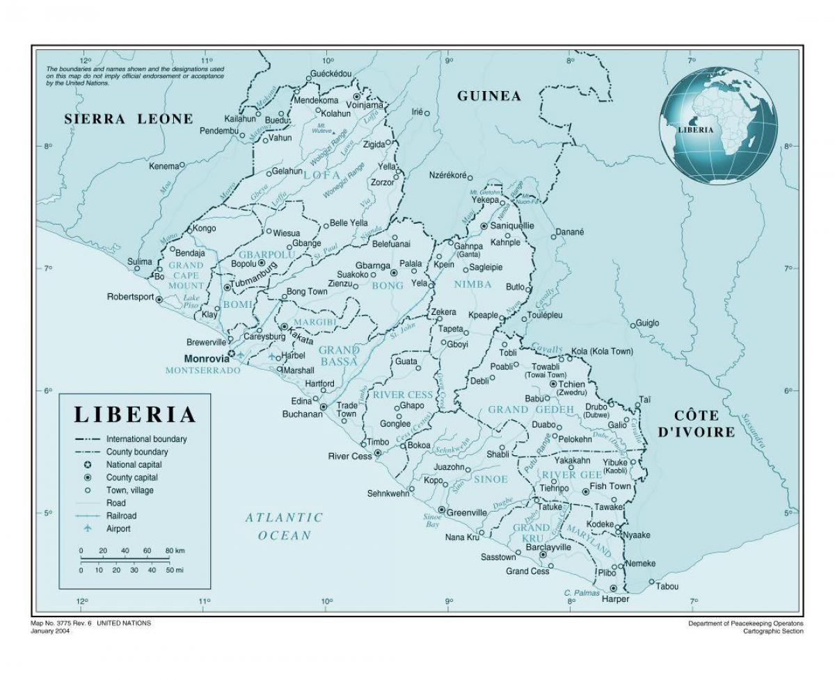 mapa Liberia aireportua