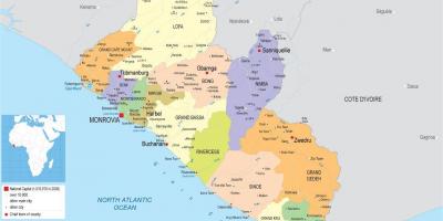 Mapa marraztu mapa politikoa Liberia